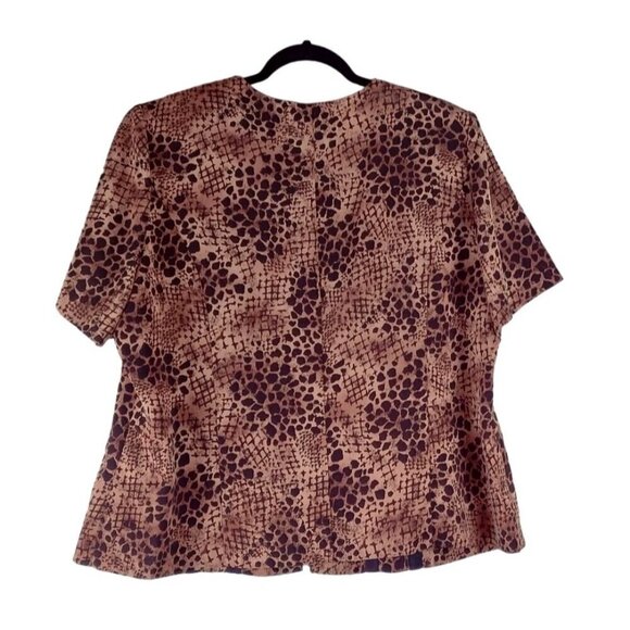VTG 90s Brown Leopard Print Shirt Jacket Blazer by MHM Woman Sz 2X Career Office - Picture 6 of 9